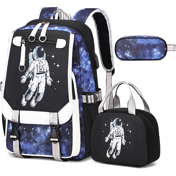 School Backpack Set For Girls Boys Brazil Classic Flag Backpack With Lunch Bag And Pencil Case 3 In 1 Bookbag Set School Bag Water Resistant, Black