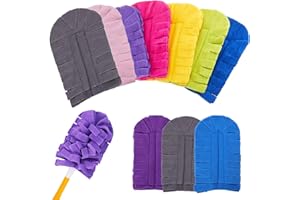 ROAKFONK 10 Pcs Duster Refill Fleece Refills for Swiffer, Hand Dusters Cleaning Reusable Duster Pads for Ceiling Fan, Washable Dusters for Window, Sofa and Flooring, Rainbow Colors