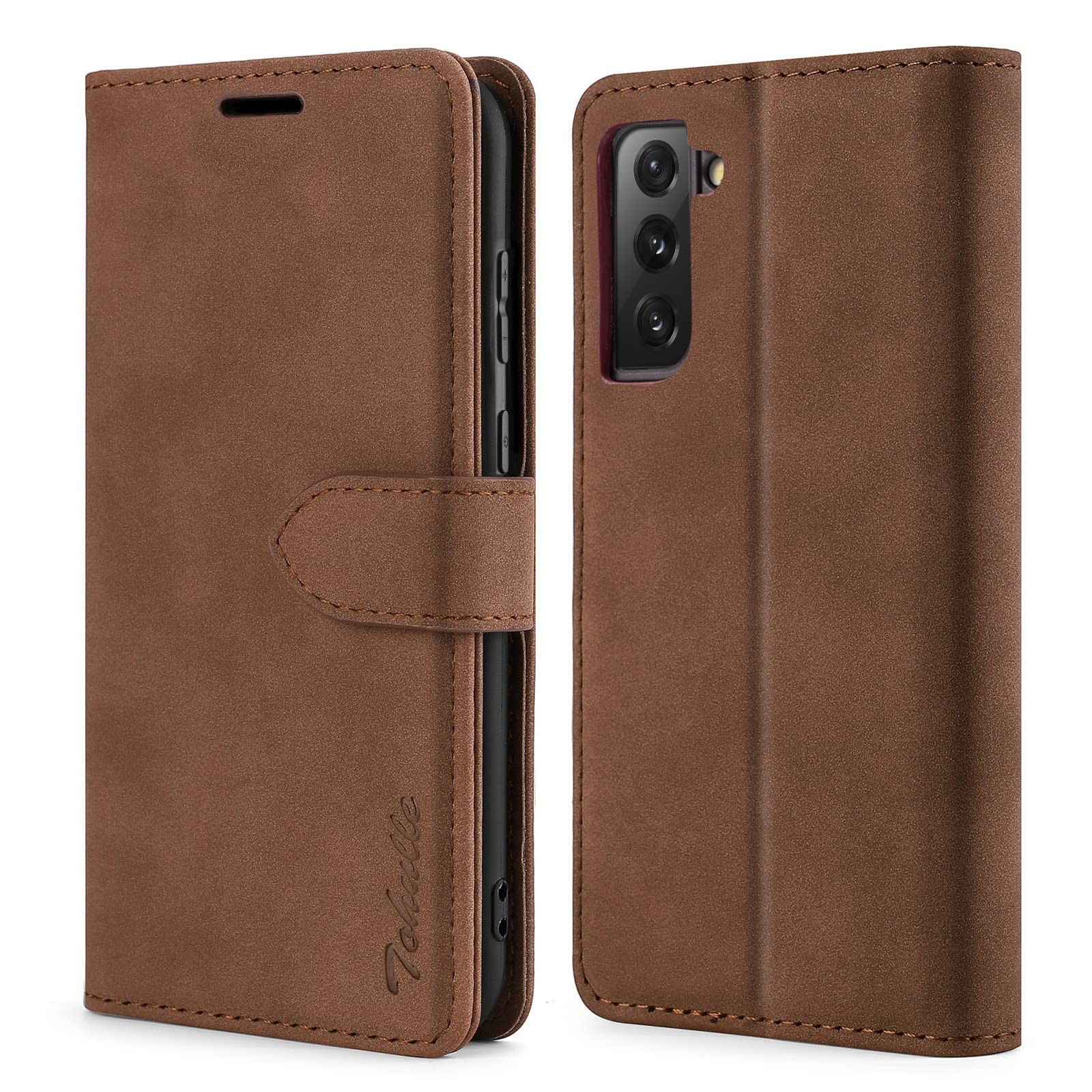 TOHULLE Case for Samsung Galaxy S22, Premium PU Leather Wallet Case with Card Holder Kickstand Magnetic Closure Protective Flip Folio Case Cover Compatible with Samsung Galaxy S22 - Brown