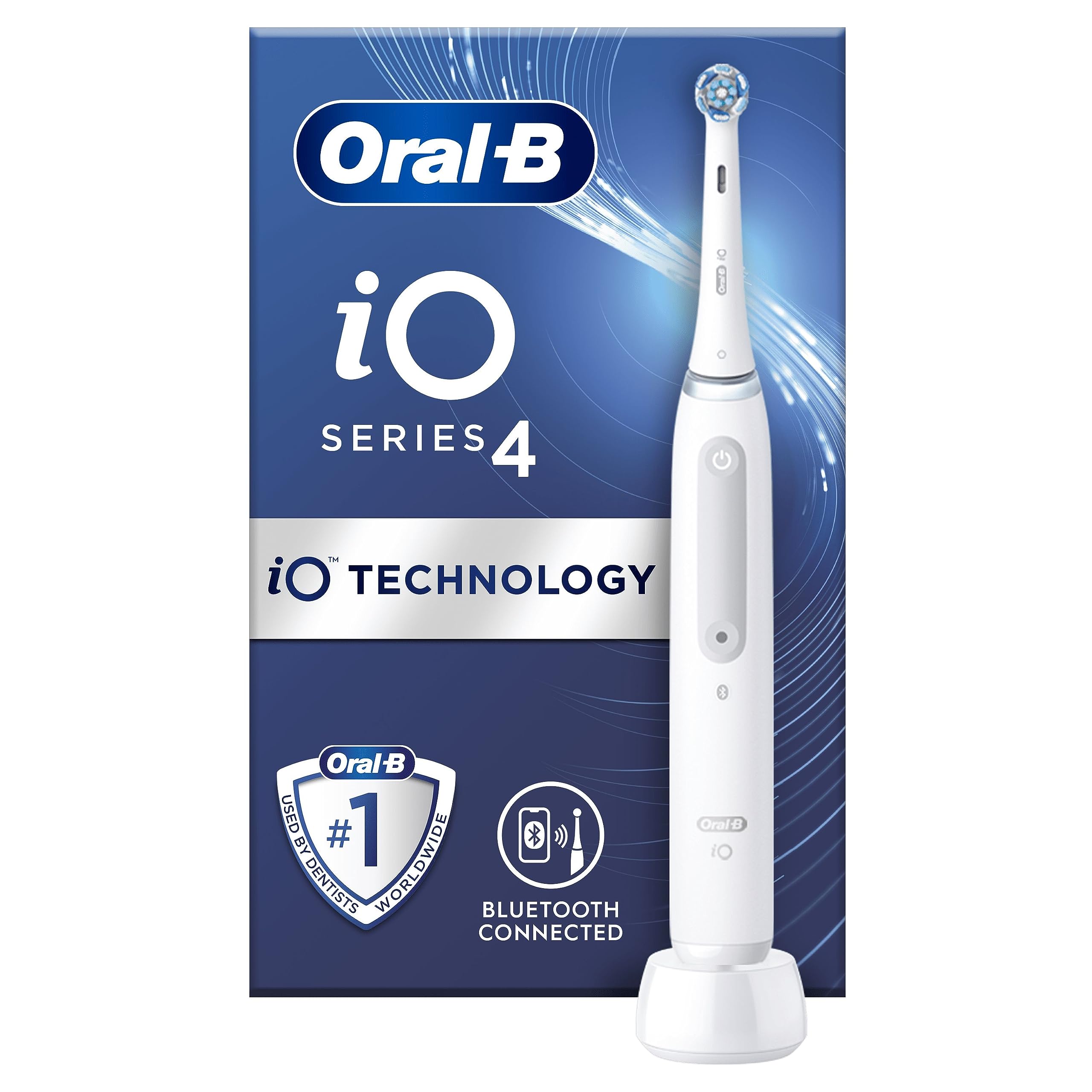Oral-B iO4 Electric Toothbrushes for Adults Oral B Electric Toothbrush 1 Toothbrush Head 4 Modes with Teeth Whitening UK 2 Pin Plug, White