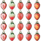 Ornazy 25 pcs 5 Styles Enamel Strawberry Charms Kawaii Fruit Charms Sweet Food Charms for Earring Bracelet Necklace DIY Jewelry Making Accessories