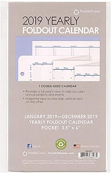 Amazon 19年版 ポケットサイズ 年間カレンダー 英語版 システム手帳リフィル A8507 システム手帳用リフィル 文房具 オフィス用品
