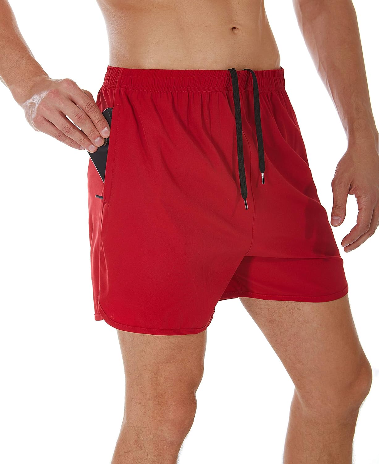 SILKWORLD Men's Running Stretch Quick Dry Shorts with Zipper Pockets(Pack of 2,3): Clothing