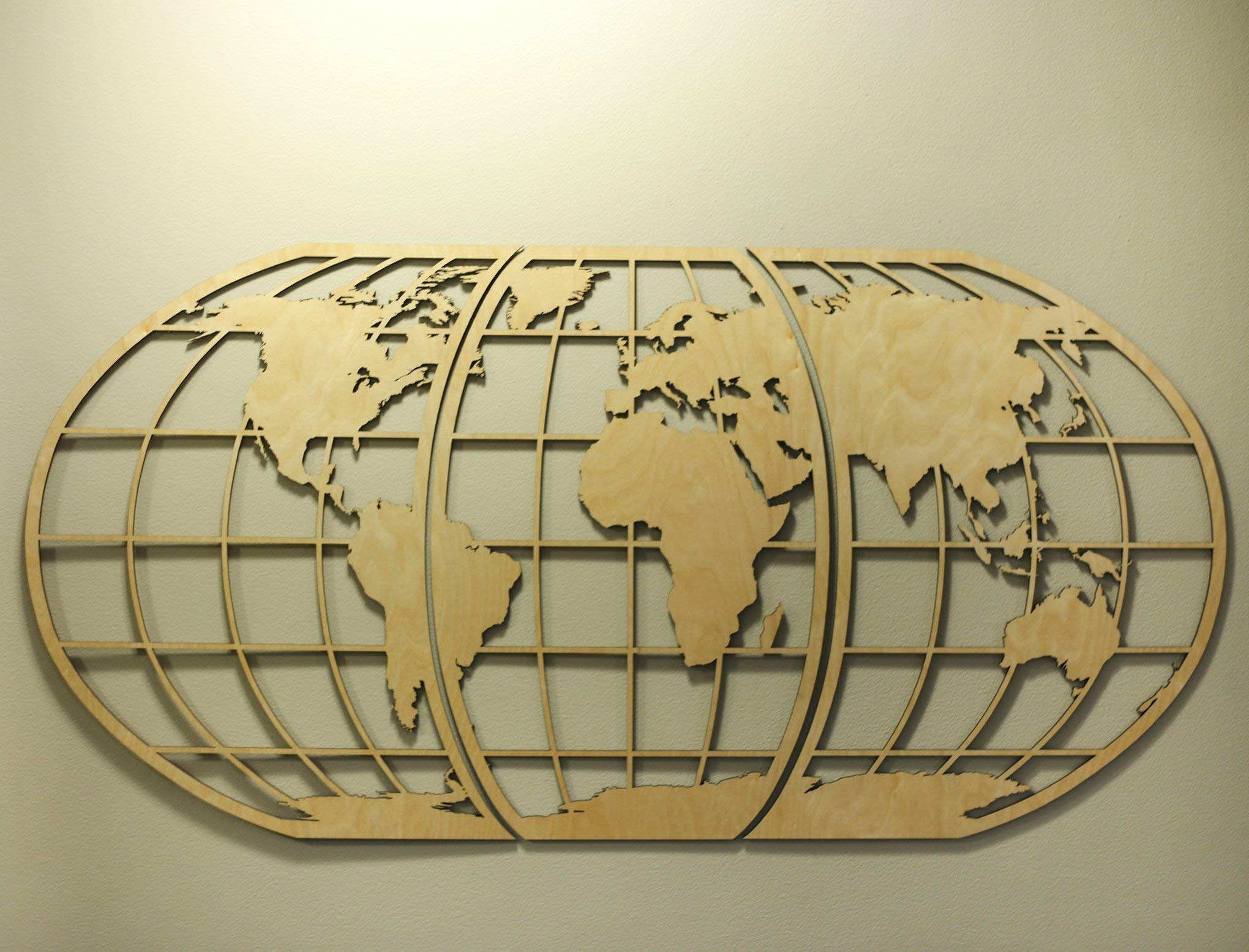 World Map Art 3D Woodcut Huge Wood Globe Wall Hanging Huge World Map