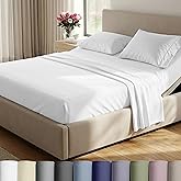 California Design Den Split King Sheets Sets for Adjustable Bed - 1000 Thread Count Sateen, Thick and Natural 100% Cotton Bed Sheets, Deep Pockets, Durable Bedding Set - White