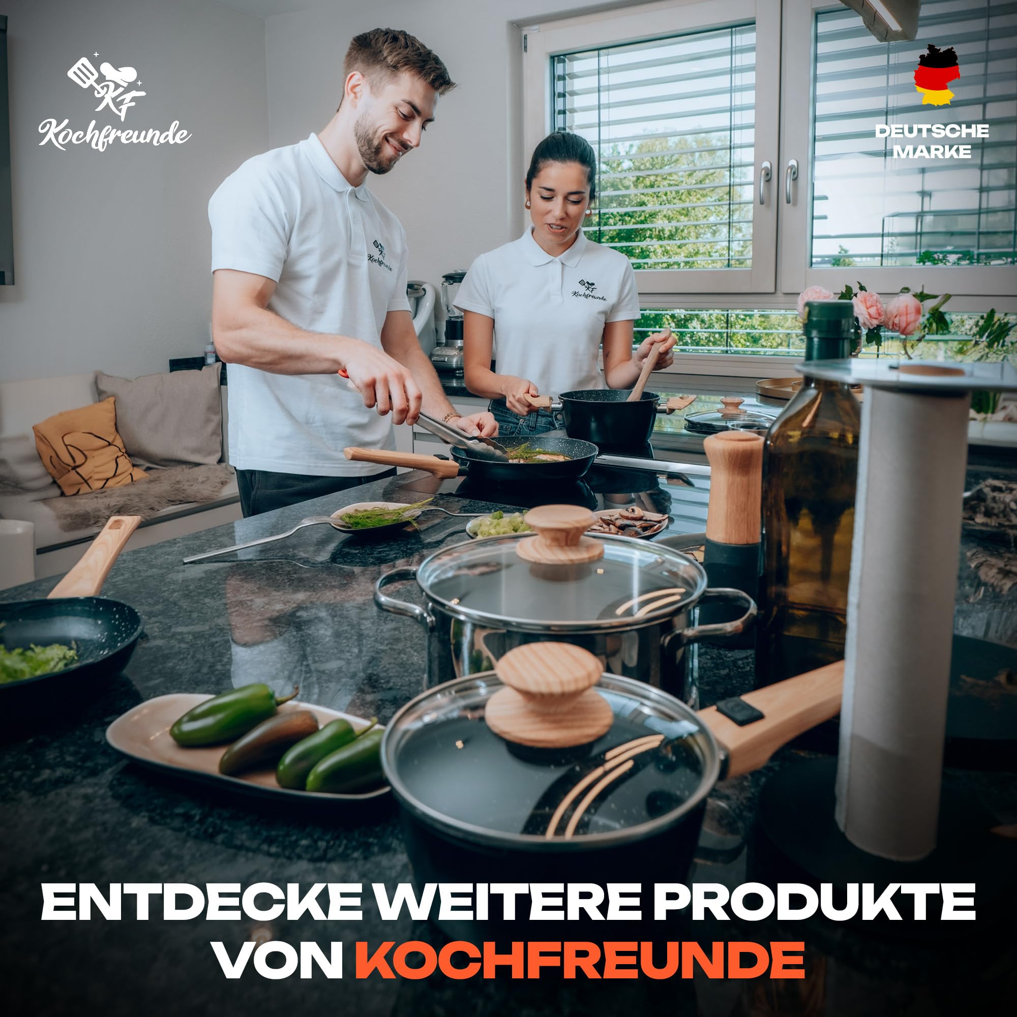 Kochfreunde® Pfannenset 3-teilig, Pfanne 20, 24, 28 cm, [Abnehmbarer Griff] Antihaft Beschichtete Bratpfanne Induktion, PFOA-Frei Induktionspfanne, geeignet für alle Herdarten 7