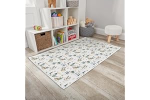 HawSkgFub Baby Toddler Boy Girl Watercolor Cute Dragon Fairy Tale Playroom Area Rug, Cloud Moon Star Dragons Egg Non Slip Nursery Play Mat Carpet, Neutral Kids Bedroom Living Room Decor