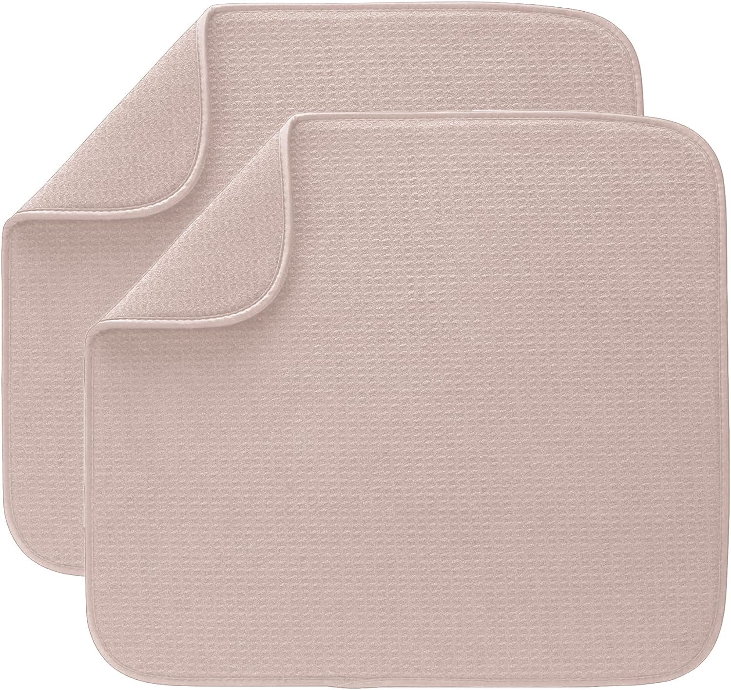 Microfibre Drying Mat for Kitchen Dish Drying Drainer Mat Absorbent Drying Mat Washing Up for Glass, Plate &Cup 40cm x 46 cm 2 Pack (Beige)