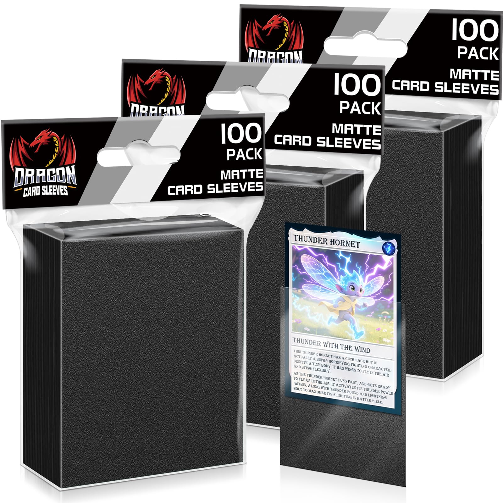300ct Trading Card Sleeves, Matte Card Sleeves Plastic Soft Card Sleeves Card Protectors for MTG, TCG, Baseball, Sports, Standard Game Cards — image 1