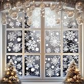 White Snowflakes Window Clings - 8 Sheets 152 Pcs Christmas Snowflake Window Clings Decal Stickers Decor for Glass Windows Classroom Home Office for Winter Wonderland Frozen Theme Party