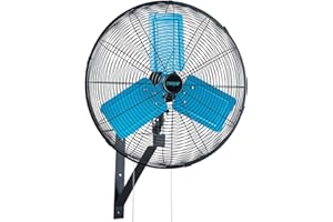 pasapair 20" Industrial Oscillating Wall Fan – 4012CFM Large Fan with Safety Plug – Wall Mount 90° Oscillation for Garage and Patios – 3-Speeds, ETL Approved