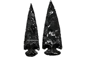 Amazing Gemstone 2 Pieces Black Obsidian Arrowhead, Crystal and Healing Stone Flint Rock Arrow Head - 3" to 4" Arrowheads for DIY Project Craft Point Jewelry Making