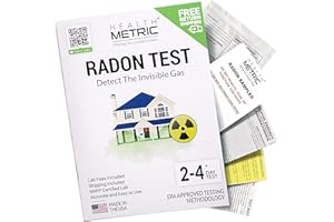 HEALTH METRIC Radon Test Kit for Home - Complete Testing Solution | Easy to Use Charcoal Radon Gas Detector for Peace of Mind | 48-96h Short Term EPA Approved Radon Tester | Protect Yourself and Your Family