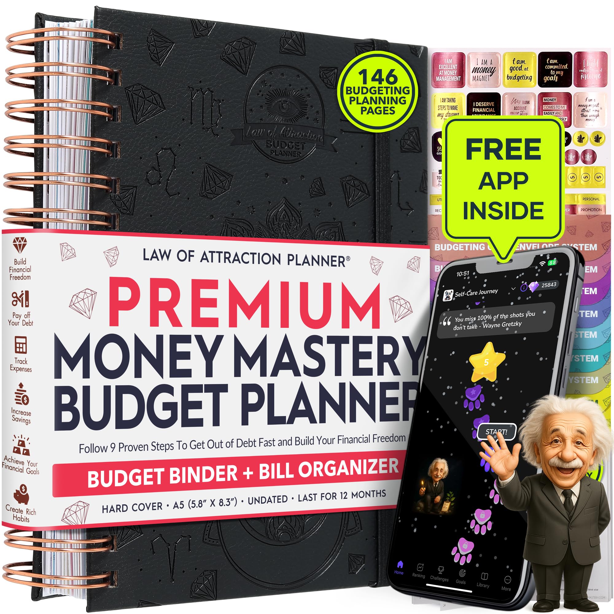 Budget Planner and Monthly Bill Organizer + Cash Envelope Buget Sytem | Finance Planner, Bill Payment Tracker & Money Saving with Panduo App | Money Mindset Journal for Attracting Financial Abundance