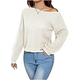 RoseSeek Women's Sweaters Off The Shoulder Tops Long Sleeve Knit Pullover Tops Fall Winter Outfits