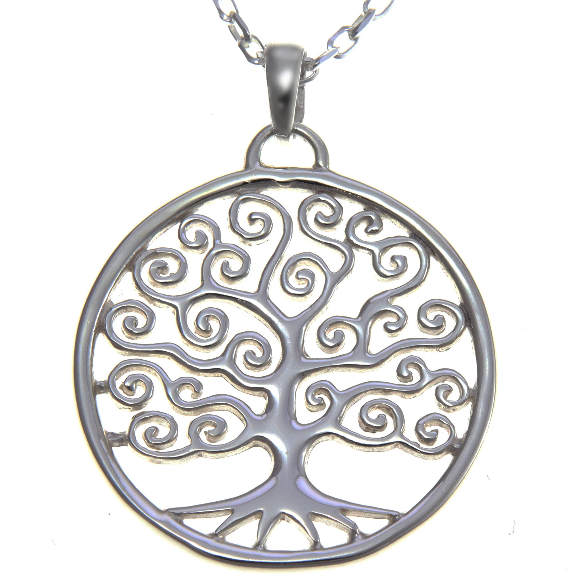 Alexander Castle Celtic Tree of Life Pendant Necklace 925 Sterling Silver Necklace for Women - Yggdrasil Crann Bethadh with 18" Silver Chain & Jewellery Gift Box - 27mm
