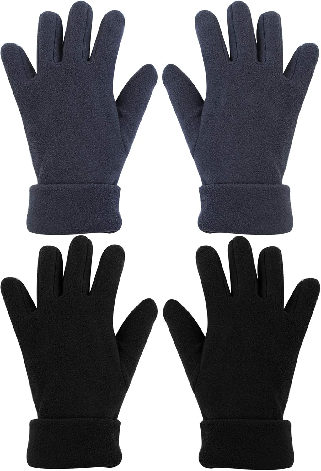 Cooraby 2 Pairs Kids Winter Gloves Warm Polar Fleece Gloves Mittens for Boys or Girls: Clothing