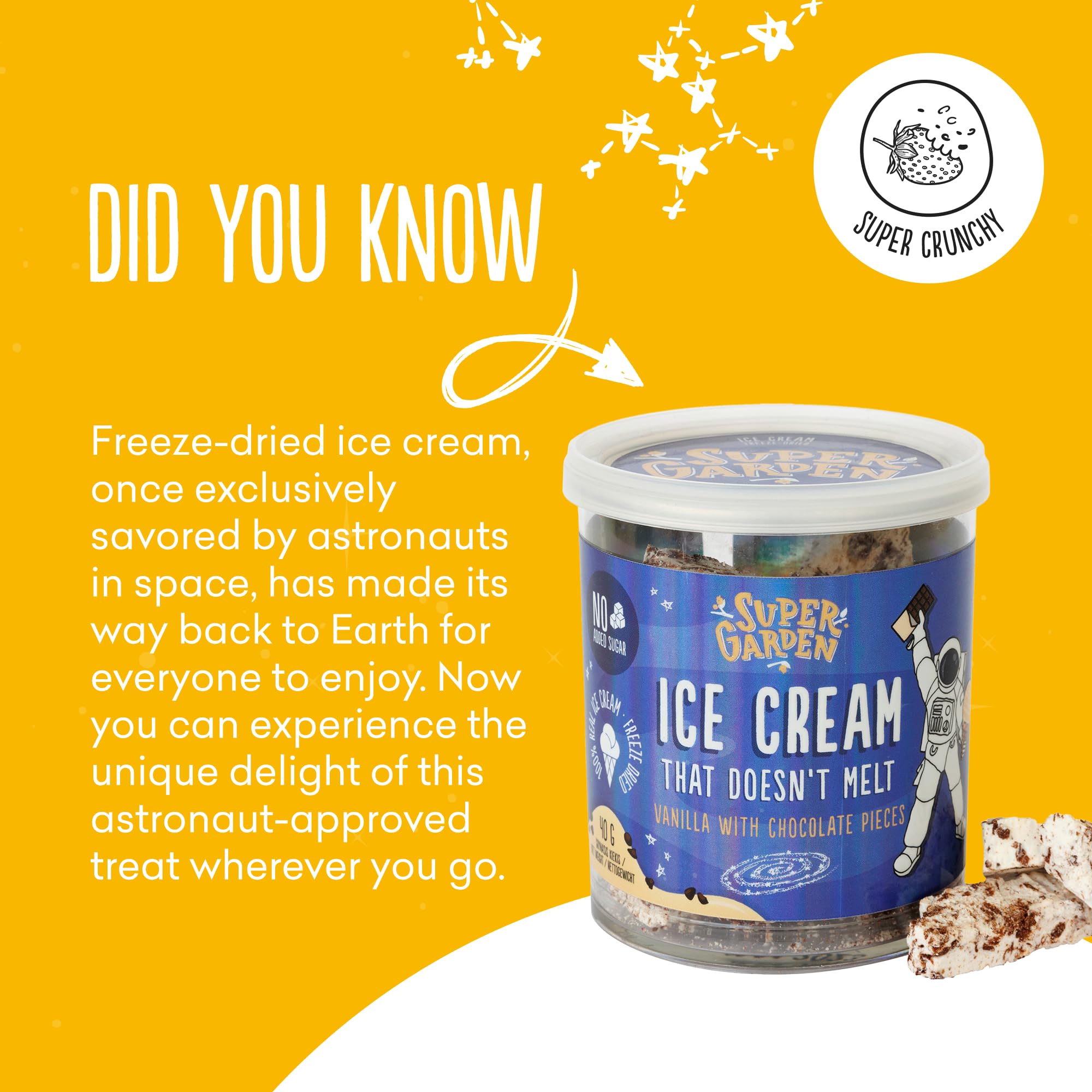 Super Garden Freeze Dried Ice Cream Vanilla With Chocolate Pieces | No ...