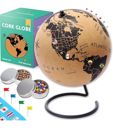 Amazon.com: Cork Globe with Push Pins - 9.4” Globe with Map of the