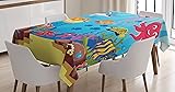 Ambesonne Whale Tablecloth, Happy Animals Cartoon