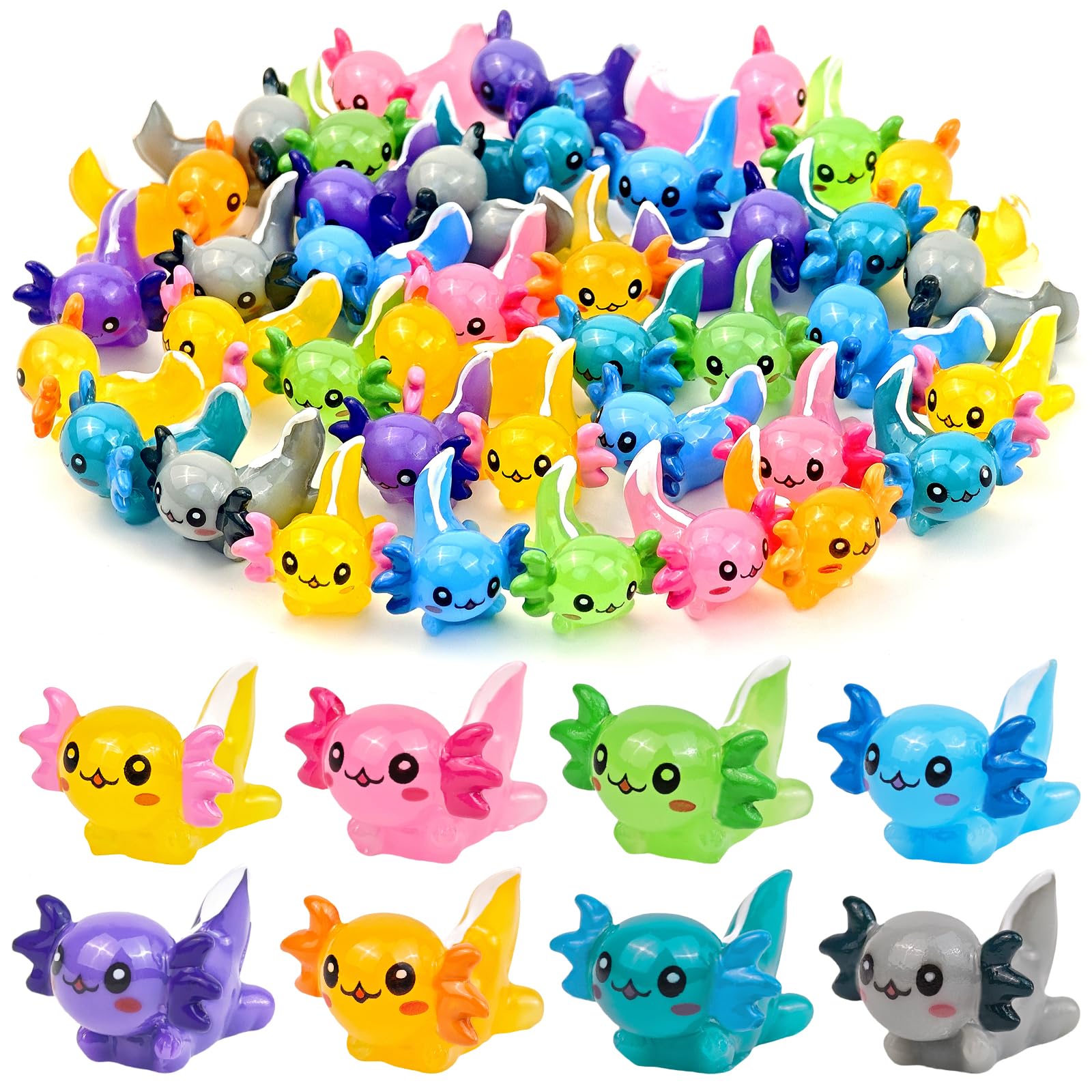 Photo 1 of Feivando 40 Pcs Mini Resin Axolotls Figures Small Little Tiny Animals Axolotls to Hide Garden Miniature Figurines for Dollhouse Micro Landscape Aquarium Decoration DIY Crafts