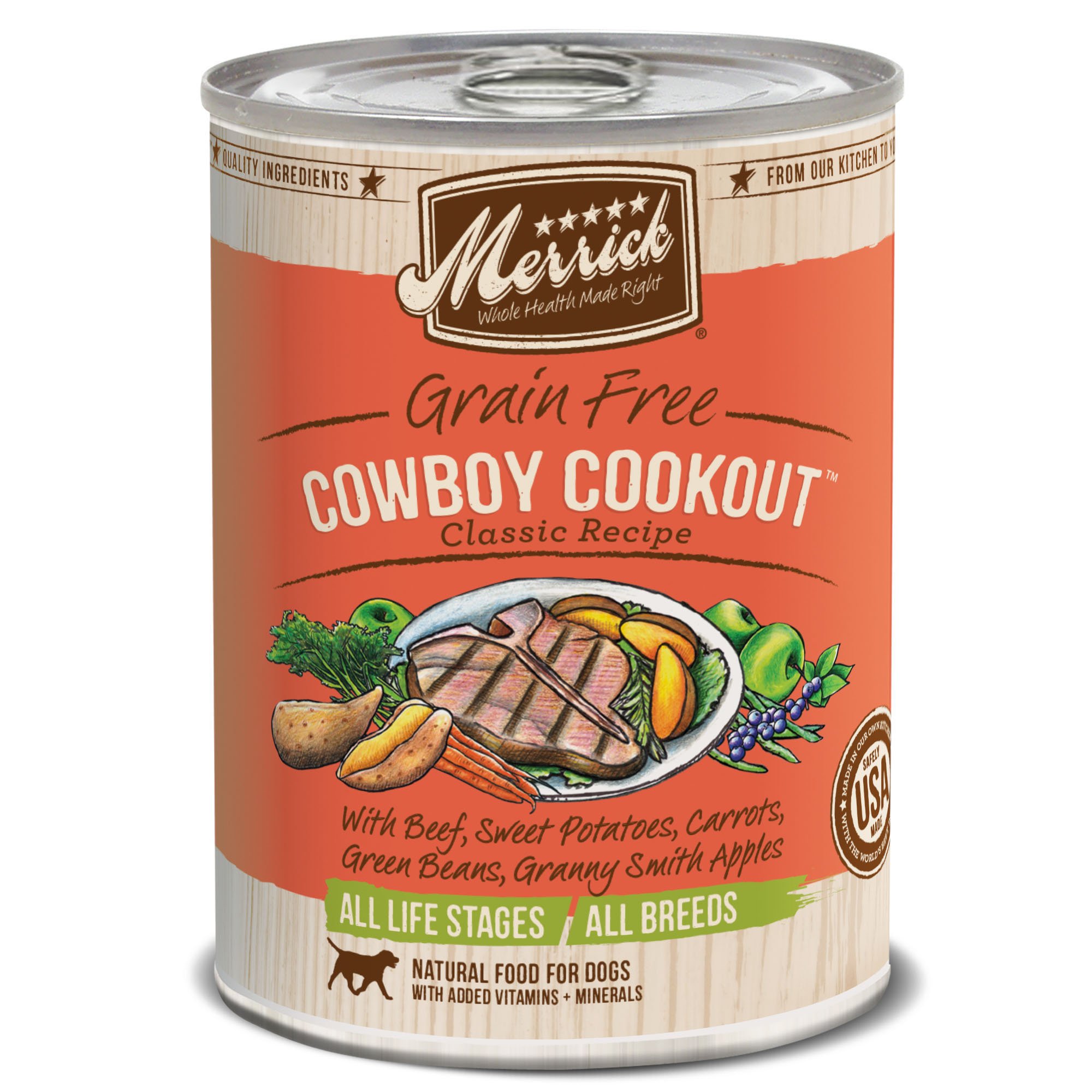 Merrick Classic Grain Free Canned Dog Food, 13,2 Oz, 12 Count Cowboy