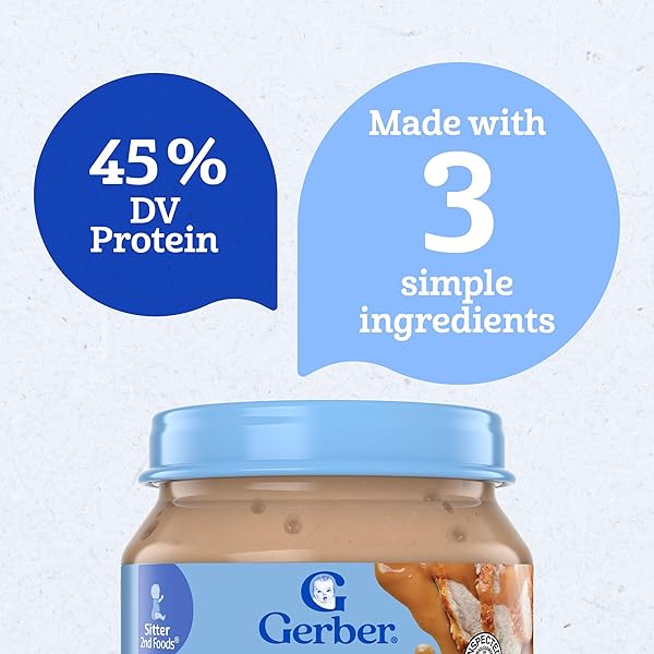 GERBER STAGE 2 BABY FOOD, TURKEY AND GRAVY JAR, BABY PUREE JARS GLASS