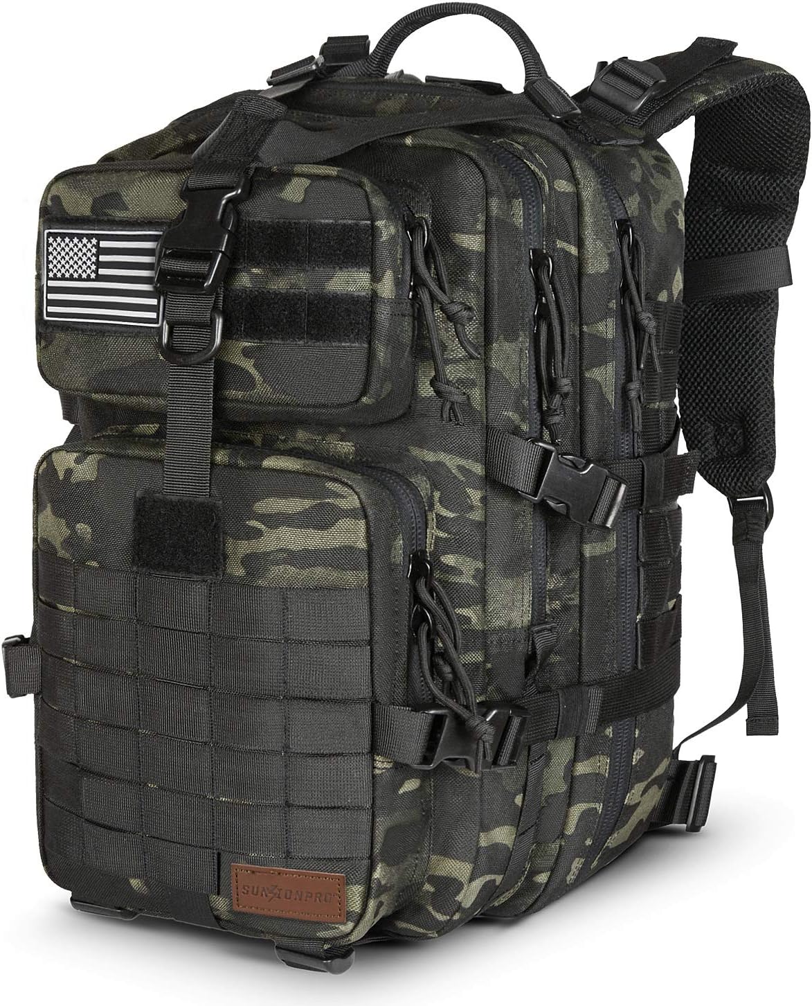 SunsionPro Military Backpack for Tactical Hunting Trekking or Outdoor Daily use 43L (Black Multicam)