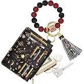 Bistup Wallet Keychain Wristlet for Women - Credit Card Holder Wallets Key Chain Ring Cute Design Slim Small RFID Coin Pocket Purse for Ladies Teen Girls Fashion BK Grow Flower