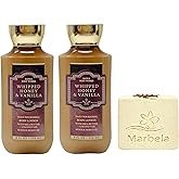 Bath & Body Works Whipped Honey & Vanilla 2 Pack Body Lotion Bundle with a Creamy Rose Bar Soap - Full Size