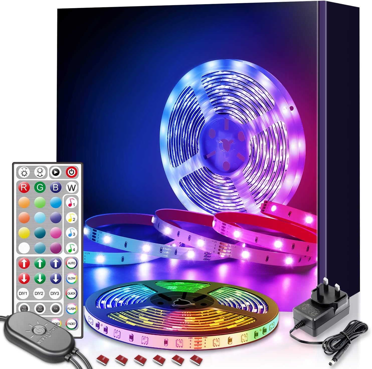 Mexllex LED Strip Lights 5m, RGB Color Changing Led Strip 5m with Remote Control