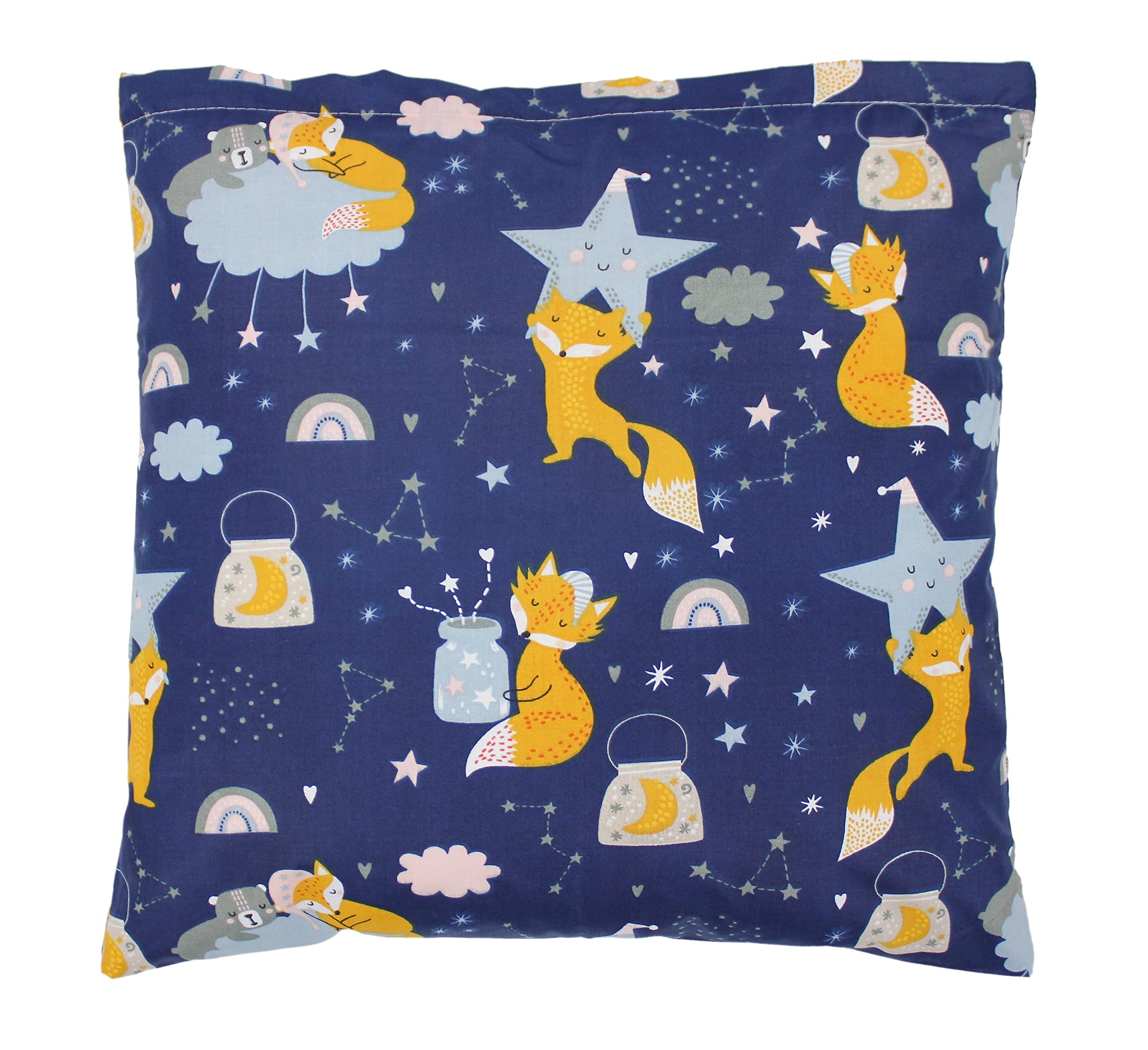 TupTam Children's Pillow Case with Decorative Patterns, Fox Stars/Dark Blue, 80 x 80 cm — image 1