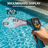 Tilswall Infrared Thermometer Gun with Emissivity 0.1-0.99 -50°C to 600°C view 5