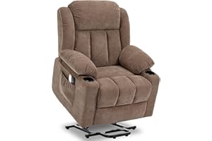Sfxingyou Power Lift Recliner Chair for Elderly with Massage and Heat, Reclining Sofa Chair with USB & Type-C Ports and Cup Holders, L1288(Brown)