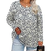 TFSDOD Womens Plus Size Tops Long Sleeve Blouses Crew Neck Shirts Casual Loose Tunic Tops 1X-5X