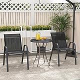 TANGZON Garden Dining Chairs Set of 4 Black Stackable Outdoor Armchairs view 5