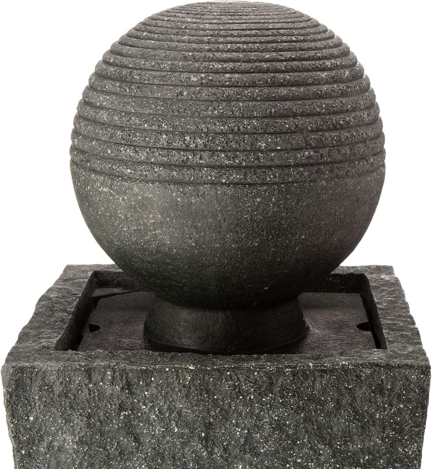 Glitzhome Patio Fountain Waterfall with LED Light Decorative Outdoor Fountain Pedestal Water Fountain with Submersible Pump Vintage Garden Waterfall Decor for Garden Patio Deck Porch, 31.69”H: Kitchen & Dining