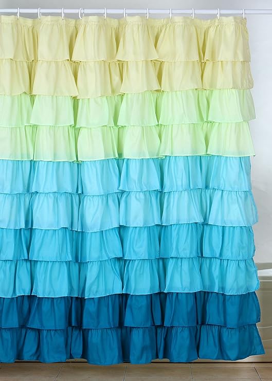 Amazon Com Lavish Home Spring Ruffle Shower Curtain With