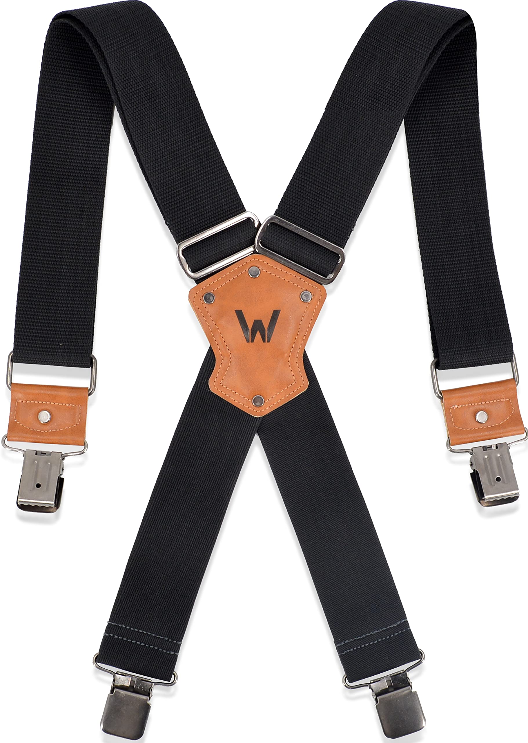 WELKINLAND 2Inch Suspenders for men heavy duty, Men's suspenders, Big Black suspenders for men, Black suspender man for jeans, Heavy Duty Work suspender for man