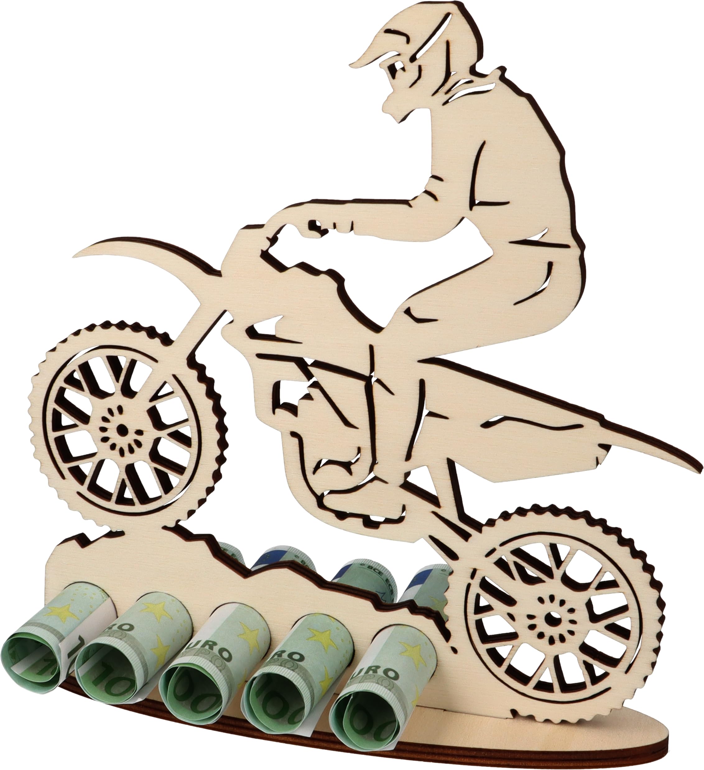 XL Money Gift Made of Wood Motorcycle, Gift Idea, Voucher Packaging, Funny Gift, Money Gift for Men and Women (Motocross)