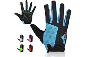 LuxoBike Bike Gloves for Men Women with Anti-Slip Shock-Absorbing Riding Pad, Light Weight Full Finger Cycling Gloves Touch Screen Breathable Mountain Biking Road Bicycle