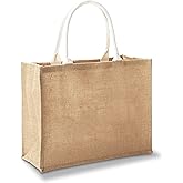YACEYACE Large Jute Tote Bags, 16.5" x 7" x 13", Pack of 1 - Burlap Totes for Beach, Shopping, Gym, Pool, Wedding