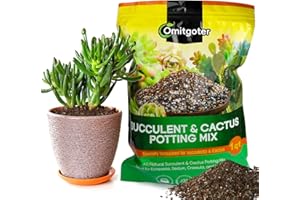 Omitgoter Succulent & Cactus Soil Potting Mix 1qt, Natural Organic Potting Mix for Cactus, Succulent, Palm, and Citrus Grown in Containers Indoors and Outdoors