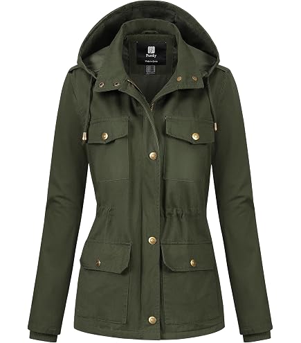 Lock and Love LL WJC643 Womens Pop of Color Parka Jacket S Black