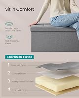 SONGMICS MAZIE Collection Storage Ottoman Bench 76 cm Light Grey view 5