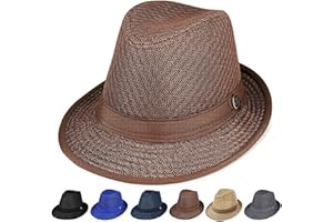 Initlove Mesh Fedora Hat for Men Short Brimmed Trilby Panama Hat Packable