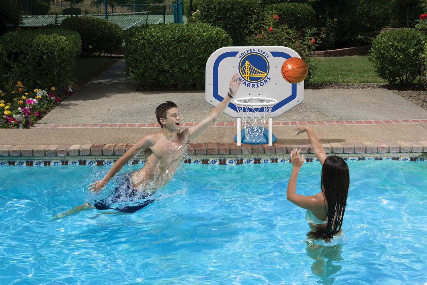 Poolmaster 72940 Golden State Warriors NBA Pro Rebounder-Style Poolside Basketball Game: Toys & Games