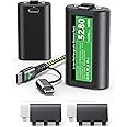 Upgrade Lithium Rechargeable Xbox One Controller Battery Pack with 2x5280mWh for Xbox Series X|S, Xbox One/One S/One X, Rechargeable Xbox Battery Accessories mit 4 Covers & 5ft USB A/Type C Cable