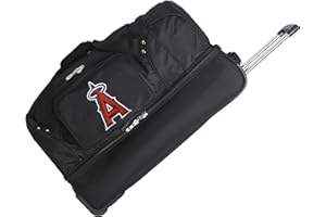 Concept One MLB Los Angeles Angels 27-Inch Drop Bottom Rolling Duffel Bag, Black
