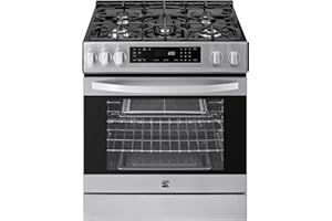 Kenmore 2276843 5.6 cu. ft. Front Control Gas Range Oven with 5 Burners - Fan Convection, Air Fry, Self Clean, Turbo Boil+, Chrome Racks, Cast Iron Grates, Wok Ring, LP Kit - Stainless Steel